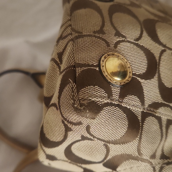Coach Gold and Brown Signature Tote Bag REHAB BAG VGUC - Picture 4 of 11